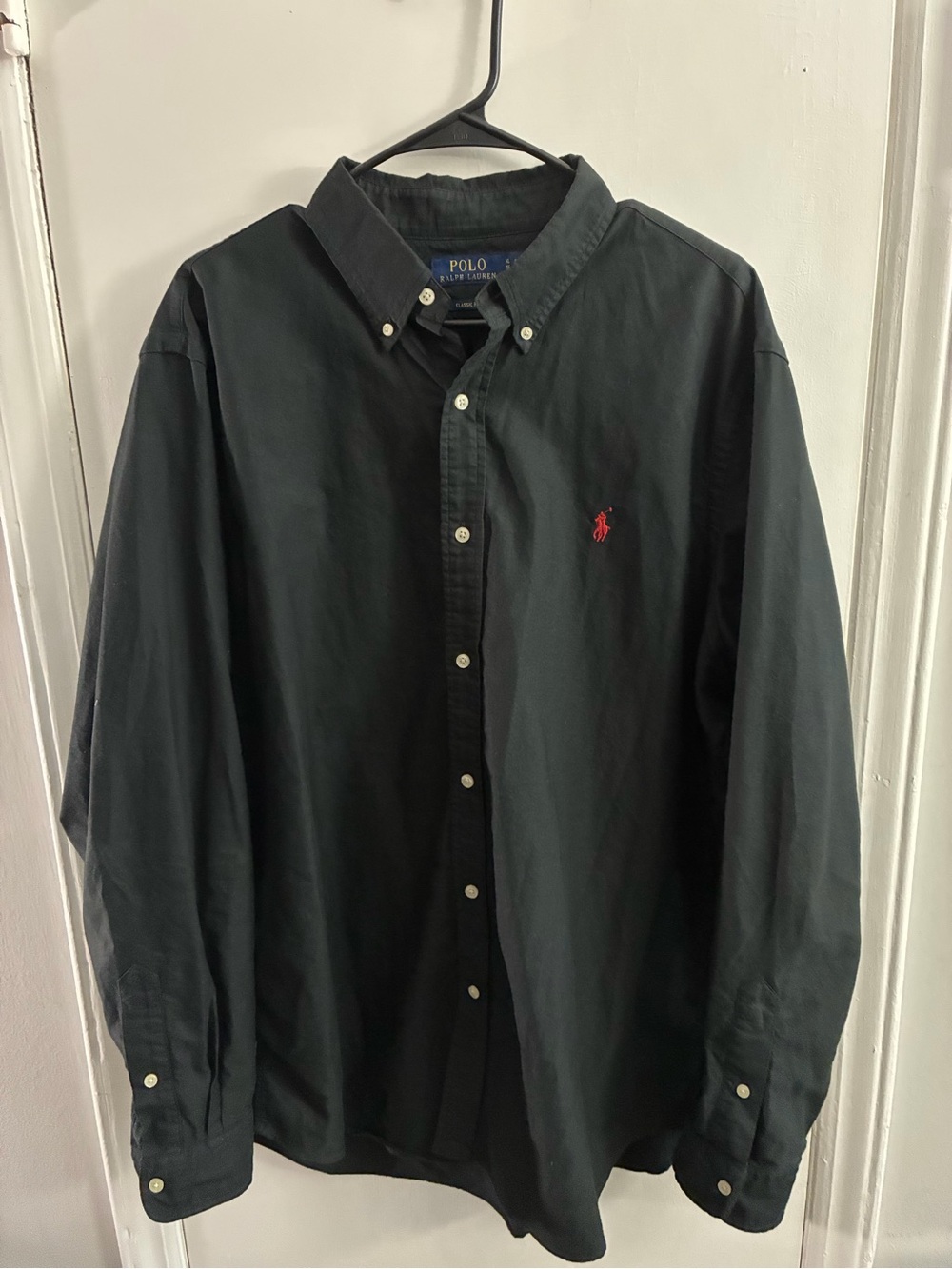 Ralph Lauren Black Button-Down Shirt with Red Pony